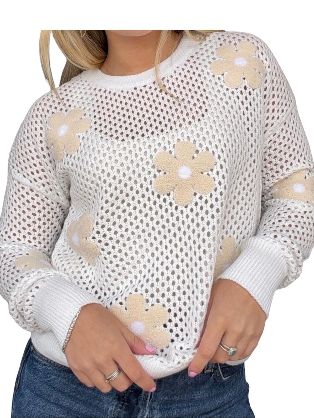 J. Society NWT Daisy Sweater White/Tan Women’s Size S